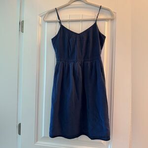 🌞 Madewell 100% silk Spaghetti Strap Navy Blue Dress- size 0